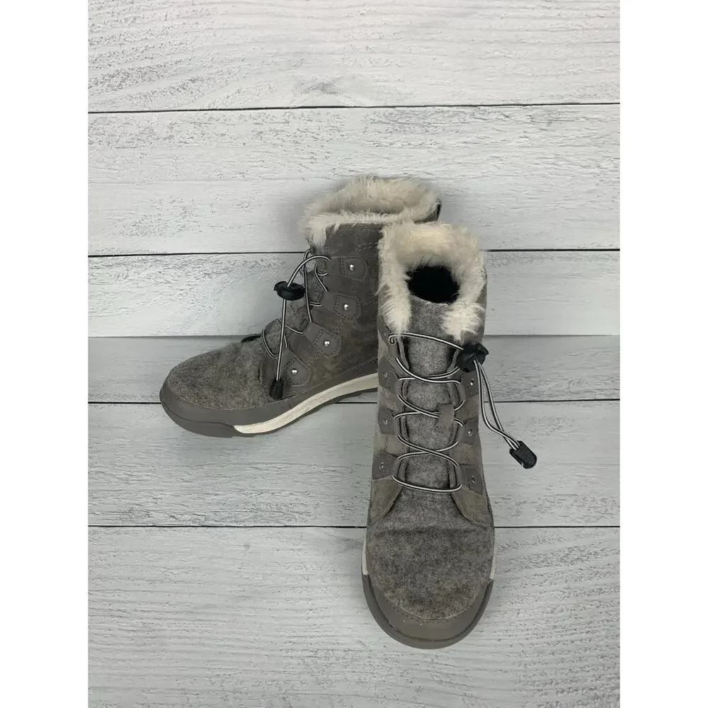 Sorel Boots Youth Girls 4 WhitneyWaterproof Winter Gray Lace Up Winter Boots